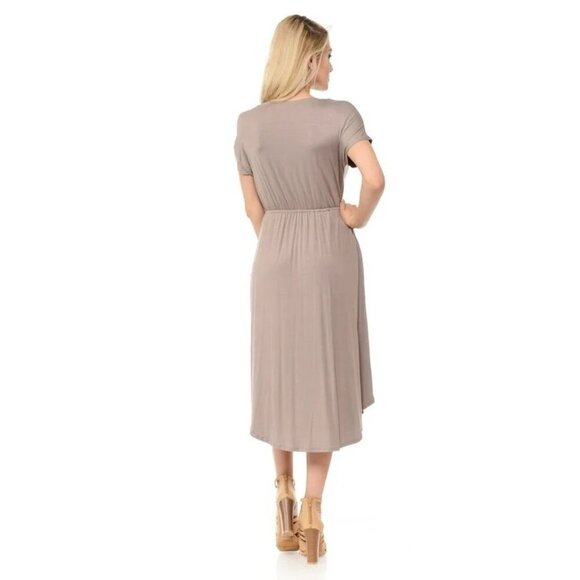 Iconic Luxe Stretch Jersey Casual Dress With Pockets & Elastic Waist M - Picture 2 of 7